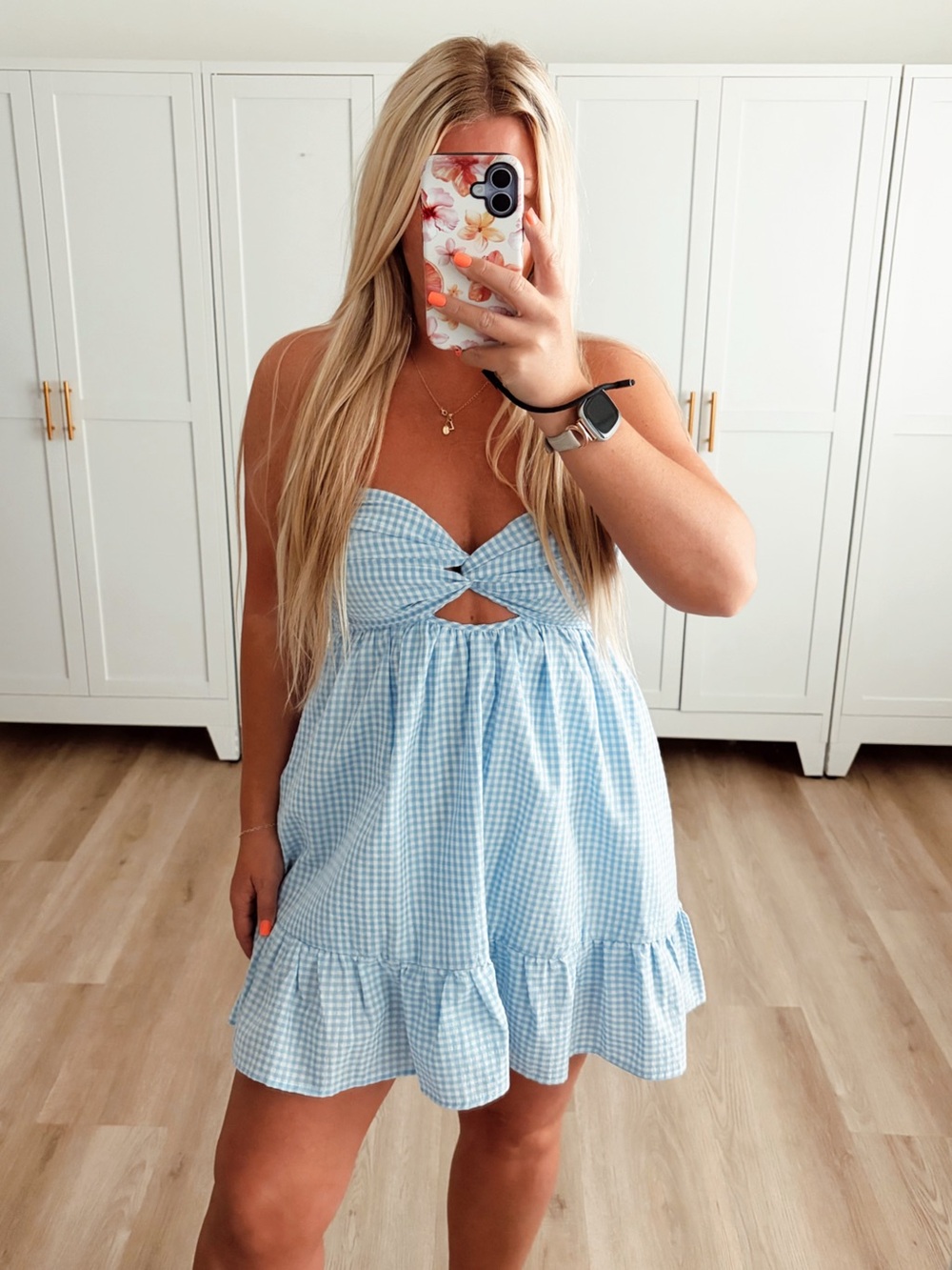 🆕 NWT Blue Gingham Tie-Front Sundress